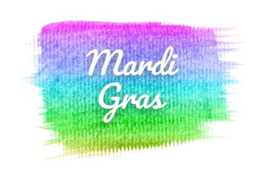 Abstract watercolor background image with a liquid splatter of aquarelle paint. Rainbow tones. Mardi gras