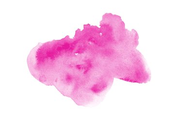 Beyaz üzerine izole edilmiş, sıvı bir kova boyası ile soyut suluboya arka plan görüntüsü. Pembe tonları