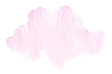 Beyaz üzerine izole edilmiş, sıvı bir kova boyası ile soyut suluboya arka plan görüntüsü. Pembe tonları