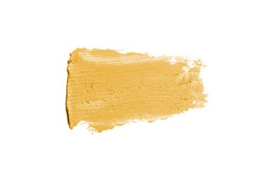 Smear ve ruj veya akrilik boya beyaz arka plan üzerinde izole doku. Lipgloss veya sıvı oje leke örneği inme. Güzellik kozmetik tasarım için eleman. Bej renk