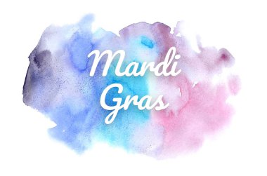 Abstract watercolor background image with a liquid splatter of aquarelle paint. Cold tones. Mardi gras