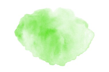 Beyaz üzerine izole edilmiş, sıvı bir kova boyası ile soyut suluboya arka plan görüntüsü. Yeşil tonları