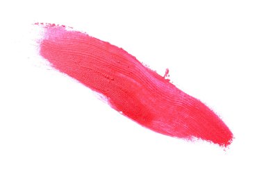 Smear ve ruj veya akrilik boya beyaz arka plan üzerinde izole doku. Lipgloss veya sıvı oje leke örneği inme. Güzellik kozmetik tasarım için eleman. Macenta rengi