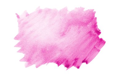 Beyaz üzerine izole edilmiş, sıvı bir kova boyası ile soyut suluboya arka plan görüntüsü. Pembe tonları