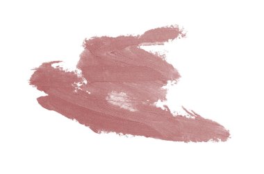 Smear ve ruj veya akrilik boya beyaz arka plan üzerinde izole doku. Lipgloss veya sıvı oje leke örneği inme. Güzellik kozmetik tasarım için eleman. Koyu kırmızı renk