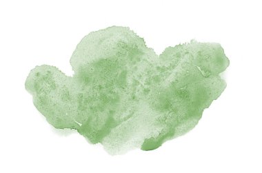 Beyaz üzerine izole edilmiş, sıvı bir kova boyası ile soyut suluboya arka plan görüntüsü. Koyu yeşil tonları