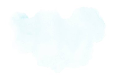 Beyaz üzerine izole edilmiş, sıvı bir kova boyası ile soyut suluboya arka plan görüntüsü. Açık mavi tonları