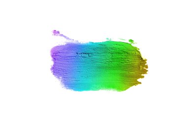 Smear ve ruj veya akrilik boya beyaz arka plan üzerinde izole doku. Lipgloss veya sıvı oje leke örneği inme. Güzellik kozmetik tasarım için eleman. Gökkuşağı rengi