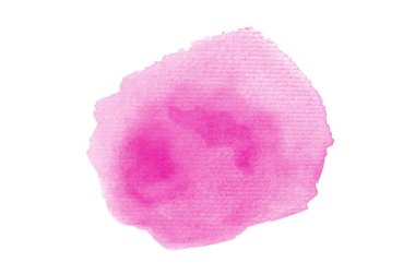 Beyaz üzerine izole edilmiş, sıvı bir kova boyası ile soyut suluboya arka plan görüntüsü. Pembe tonları