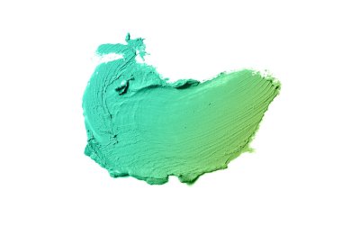 Smear ve ruj veya akrilik boya beyaz arka plan üzerinde izole doku. Lipgloss veya sıvı oje leke örneği inme. Güzellik kozmetik tasarım için eleman. Zümrüt rengi