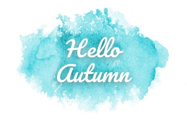 Kova boyası sıvı bir sıçrama ile soyut suluboya arka plan görüntüsü. Açık mavi tonları. Merhaba sonbahar