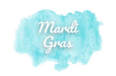 Kova boyası sıvı bir sıçrama ile soyut suluboya arka plan görüntüsü. Açık mavi tonları. Mardi gras