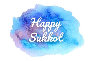 Abstract watercolor background image with a liquid splatter of aquarelle paint. Cold tones. Happy Sukkot