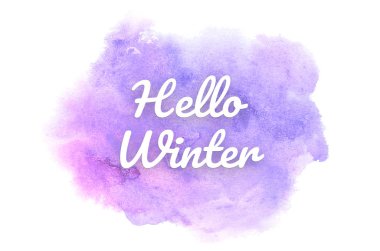 Abstract watercolor background image with a liquid splatter of aquarelle paint. Purple tones. Hello winter