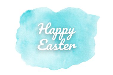 Kova boyası sıvı bir sıçrama ile soyut suluboya arka plan görüntüsü. Açık mavi tonları. Mutlu paskalya