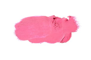 Smear ve ruj veya akrilik boya beyaz arka plan üzerinde izole doku. Lipgloss veya sıvı oje leke örneği inme. Güzellik kozmetik tasarım için eleman. Macenta rengi