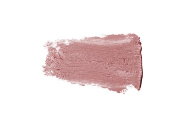 Smear ve ruj veya akrilik boya beyaz arka plan üzerinde izole doku. Koyu kırmızı renk