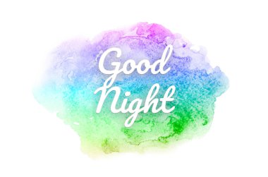 Abstract watercolor background image with a liquid splatter of aquarelle paint. Rainbow tones. Good night