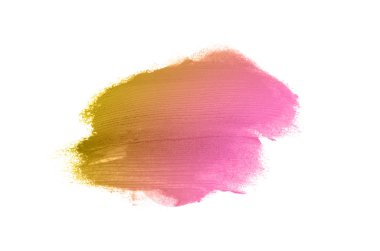 Smear ve ruj veya akrilik boya beyaz arka plan üzerinde izole doku. Lipgloss veya sıvı oje leke örneği inme. Güzellik kozmetik tasarım için eleman. Bronz renk