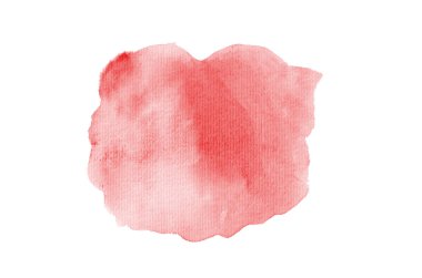 Aquarelle boya, üzerinde beyaz izole bir sıvı sıçrama ile suluboya arka plan görüntüsü. Kırmızı tonları