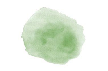 Beyaz üzerine izole edilmiş, sıvı bir kova boyası ile soyut suluboya arka plan görüntüsü. Koyu yeşil tonları