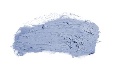 Smear ve ruj veya akrilik boya beyaz arka plan üzerinde izole doku. Lipgloss veya sıvı oje leke örneği inme. Güzellik kozmetik tasarım için eleman. Koyu mavi renk