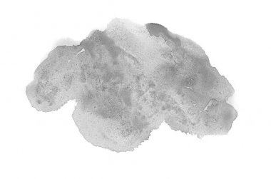 Beyaz üzerine izole edilmiş, sıvı bir kova boyası ile soyut suluboya arka plan görüntüsü. Siyah beyaz tonları