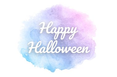 Kova boyası sıvı bir sıçrama ile soyut suluboya arka plan görüntüsü. Pembe ve mavi pastel tonları. Cadılar Bayramınız Kutlu Olsun