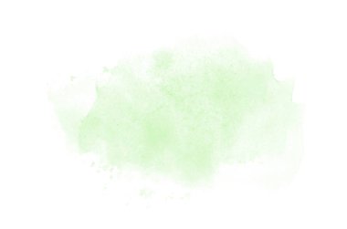Beyaz üzerine izole edilmiş, sıvı bir kova boyası ile soyut suluboya arka plan görüntüsü. Yeşil tonları