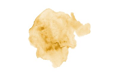 Beyaz üzerine izole edilmiş, sıvı bir kova boyası ile soyut suluboya arka plan görüntüsü. Açık turuncu tonları