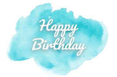 Kova boyası sıvı bir sıçrama ile soyut suluboya arka plan görüntüsü. Açık mavi tonları. Doğum günün kutlu olsun