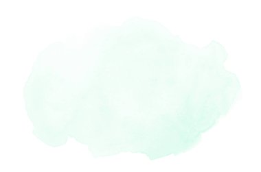 Beyaz üzerine izole edilmiş, sıvı bir kova boyası ile soyut suluboya arka plan görüntüsü. Turkuaz tonları