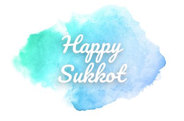 Kova boyası sıvı bir sıçrama ile soyut suluboya arka plan görüntüsü. Mavi ve turkuaz pastel tonları. Mutlu Sukkot