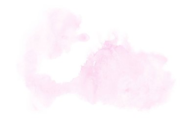 Beyaz üzerine izole edilmiş, sıvı bir kova boyası ile soyut suluboya arka plan görüntüsü. Pembe tonları
