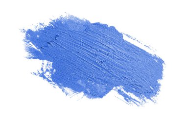 Smear ve ruj veya akrilik boya beyaz arka plan üzerinde izole doku. Lipgloss veya sıvı oje leke örneği inme. Güzellik kozmetik tasarım için eleman. Mavi renk