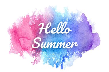 Abstract watercolor background image with a liquid splatter of aquarelle paint. Cold tones. Hello summer