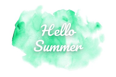 Kova boyası sıvı bir sıçrama ile soyut suluboya arka plan görüntüsü. Turkuaz tonları. Merhaba yaz