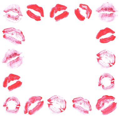 Kadın dudakları ruj öpücük baskı sevgililer günü izole o için ayarlayın