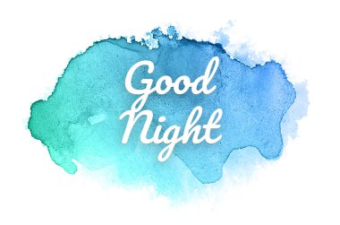 Kova boyası sıvı bir sıçrama ile soyut suluboya arka plan görüntüsü. Mavi ve turkuaz pastel tonları. İyi geceler