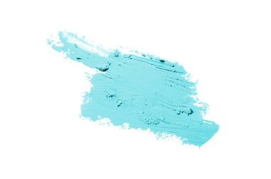 Smear ve ruj veya akrilik boya beyaz arka plan üzerinde izole doku. Açık mavi renk