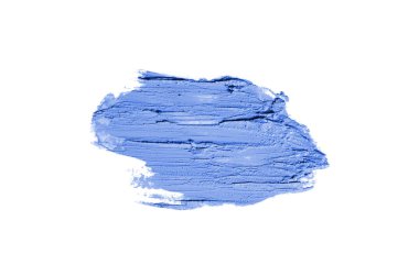 Smear ve ruj veya akrilik boya beyaz arka plan üzerinde izole doku. Lipgloss veya sıvı oje leke örneği inme. Güzellik kozmetik tasarım için eleman. Mavi renk