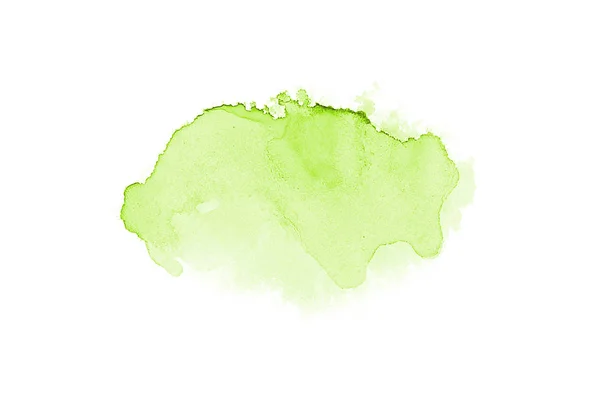 Imagem de fundo aquarela abstrata com um respingo líquido de tinta aquarelle, isolado em branco. Tons verdes — Fotografia de Stock