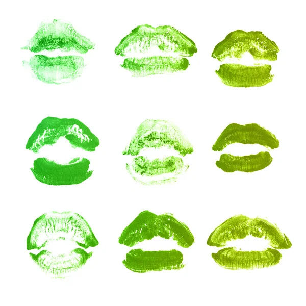 Weibliche Lippen Lippenstift-Kuss-Print-Set für den Valentinstag isoliert o — Stockfoto