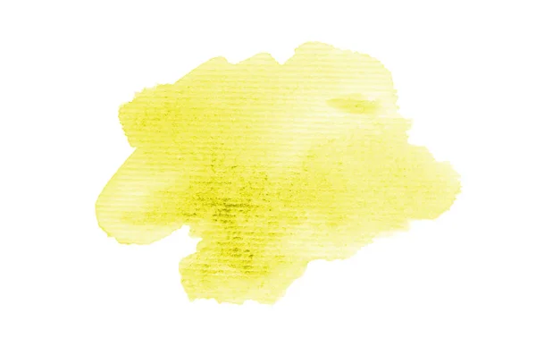 Abstract watercolor background image with a liquid splatter of aquarelle paint, isolated on white. Yellow tones — Stock Photo, Image