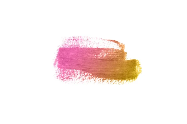 Мазок и текстура помады или акриловой краски изолированы на белом фоне. Бронзовый цвет — стоковое фото