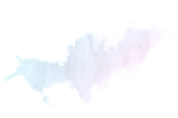 Abstraktes Aquarell-Hintergrundbild mit einem flüssigen Spritzer Aquarellfarbe, isoliert auf Weiß. rosa und blaue Pastelltöne — Stockfoto