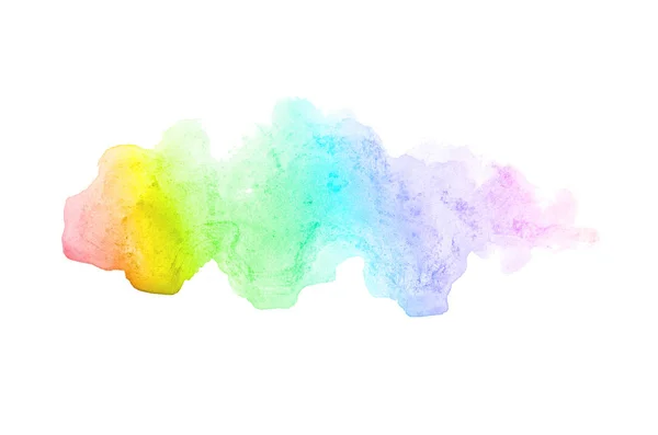 Imagen de fondo de acuarela abstracta con una salpicadura líquida de pintura acuarela, aislada en blanco. Tonos arco iris —  Fotos de Stock