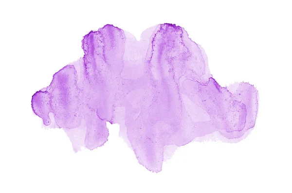 Abstract watercolor background image with a liquid splatter of aquarelle paint, isolated on white. Purple tones — Stock Photo, Image