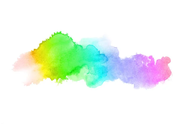 Abstract aquarel achtergrondafbeelding met een vloeibare Splatter van Aquarelle verf, geïsoleerd op wit. Regenboog tinten — Stockfoto