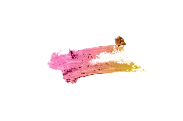 Spalmare e consistenza di rossetto o vernice acrilica isolata su sfondo bianco. Colore bronzo — Foto Stock